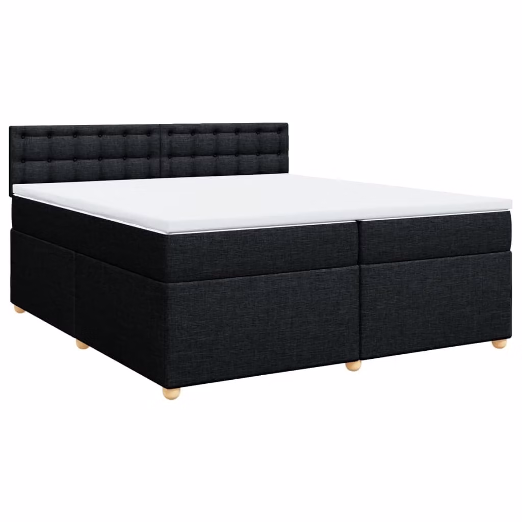Giroletto a Molle con Materasso Nero 200x200 cm in Tessuto