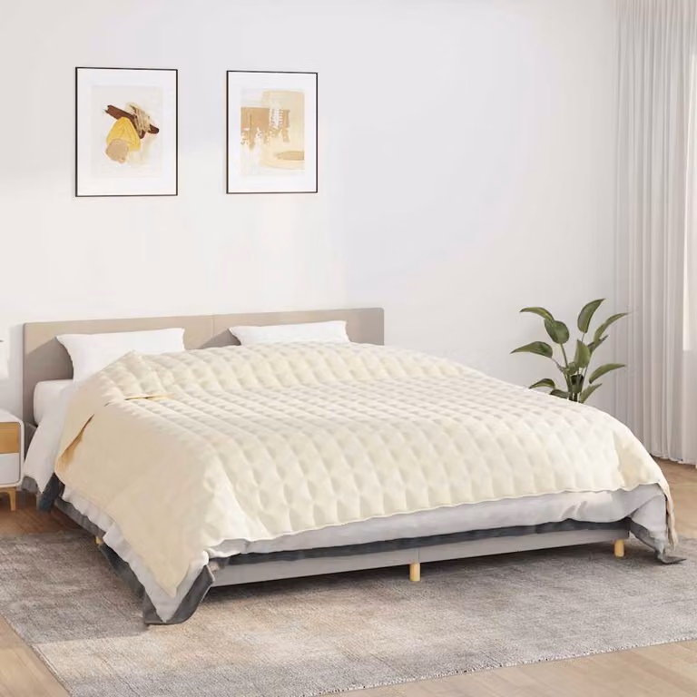 Coperta Ponderata vidaXL in Microfibra Beige, L 220 cm x P 260 cm, 11 kg