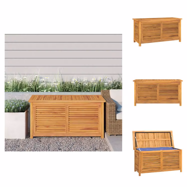 vidaXL Cassetta da giardino con borsa 114x50x58 cm in legno massiccio di teak - Cassette da giardino