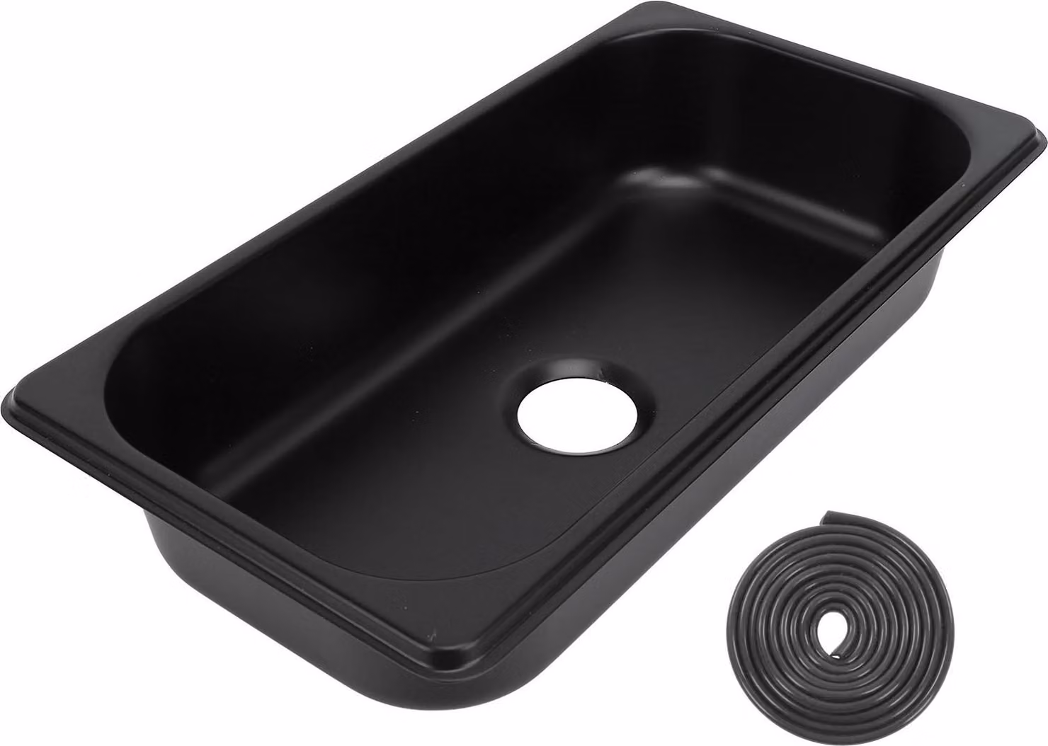 Lavello RV 304 in acciaio inox 12.8x6.93x2.56in Lavandino incassato con scarico da 40 mm per barca furgoni camper Rivestimento a spruzzo nero (GR -1365B)