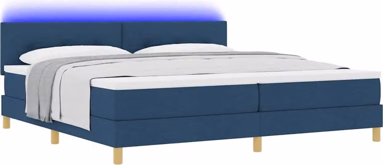 Letto a Sorgente LED con strisce LED Blu 200 x 200 cm Tessuto