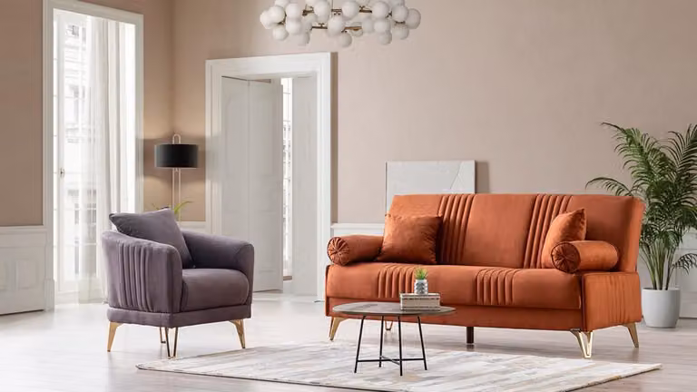 Komfortable 3+1 Sitzer Sofagarnitur aus hochwertigem Stoff für modernes Wohnen
