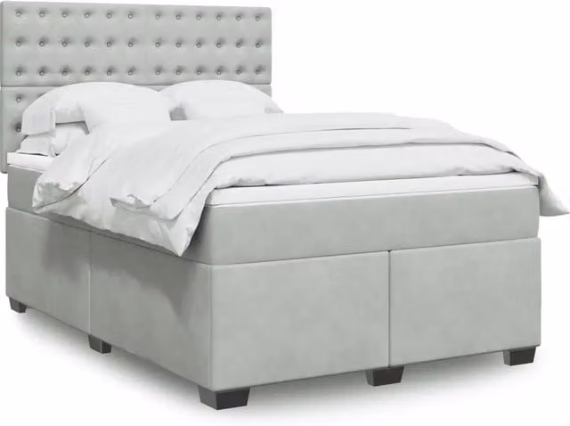 Letto a molle con materasso vidaXL in velluto grigio e bianco L/P/H: 140 x 190 cm