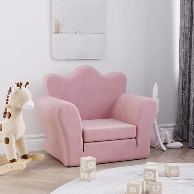 vidaXL Divano Letto per Bambini Rosa in Velluto Morbido con Braccioli