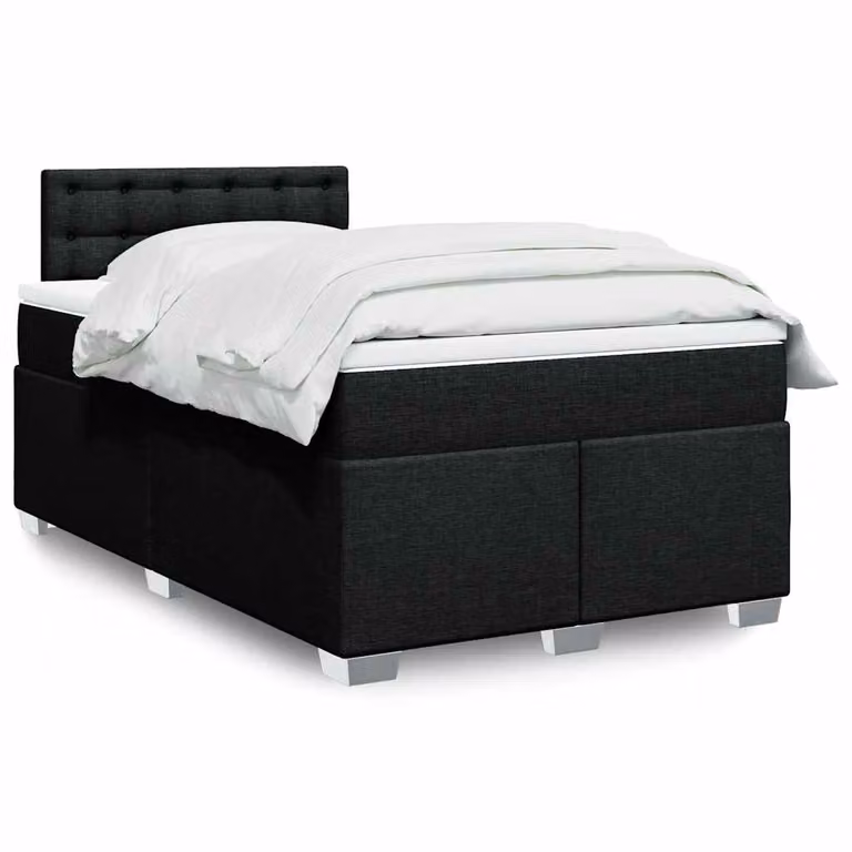 vidaXL Letto Ibrido con Materasso e Giroletto in Tessuto Nero, L/P/H: 120 x 200 x 100,5 cm