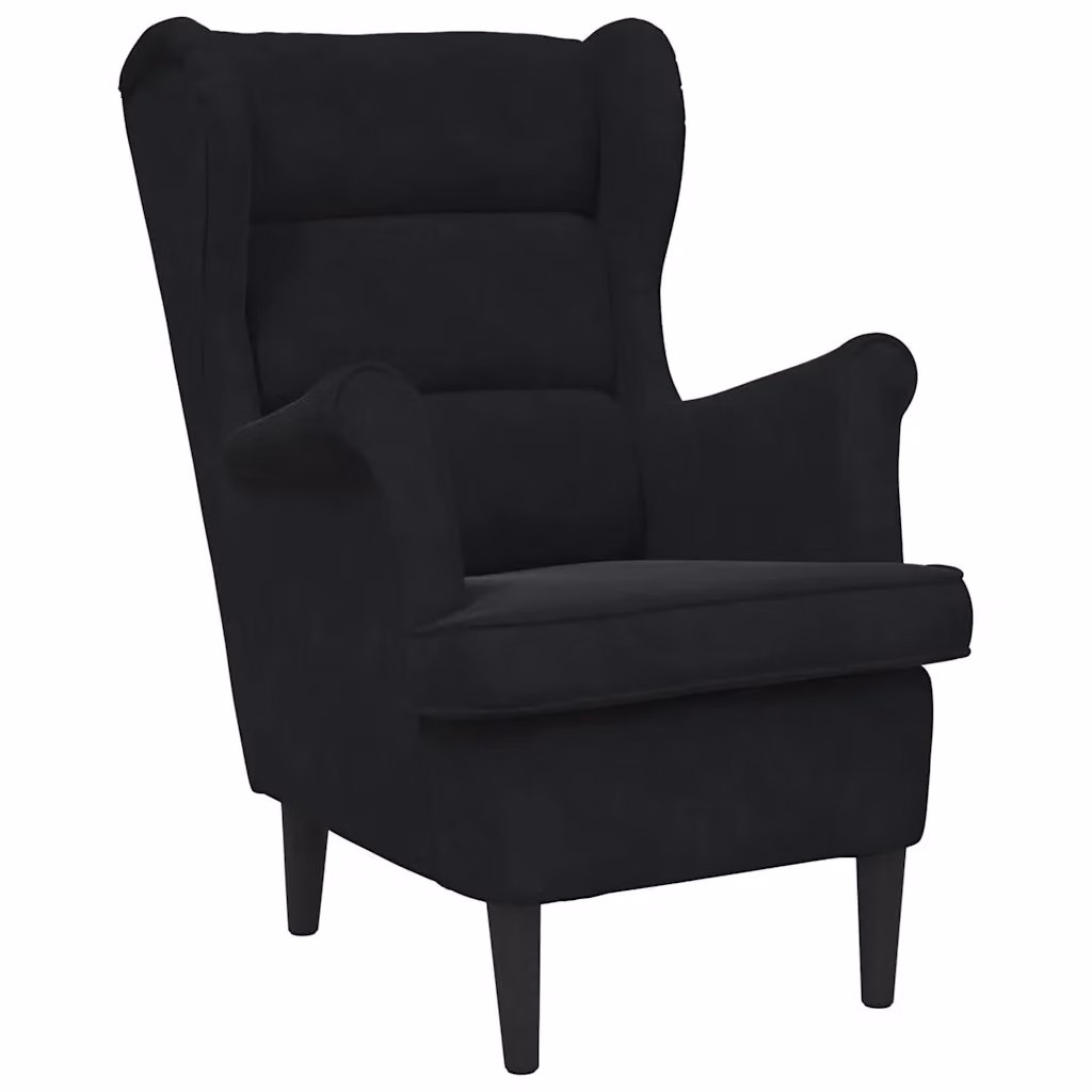 Poltrona moderna in velluto nero vidaXL con braccioli – 2