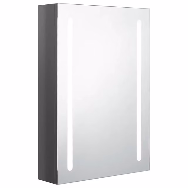 Armadietto da bagno moderno DESIGN IN con specchio e illuminazione LED in MDF grigio lucido L: 50 cm, P: 13 cm, H: 70 cm – 1