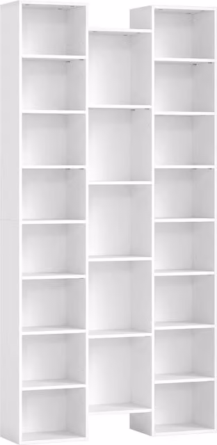 Libreria Moderna HOMCOM in Legno Bianco con 21 Scomparti e 10 Ripiani Regolabili, Altezza: 181 cm