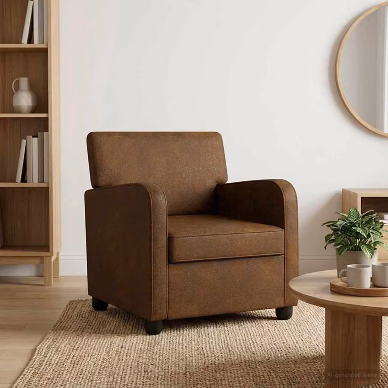 Poltrona moderna vidaXL in pelle sintetica marrone con braccioli per soggiorno e camera da letto