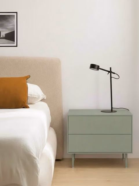 Comodino Qbic Kenay Home verde con 2 cassetti in metallo opaco