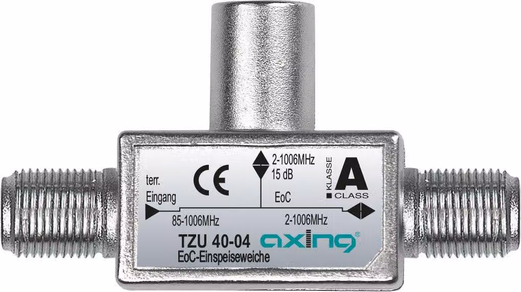 Axing TZU 40-04, Splitter, 2 - 1006 MHz, metallico, 15 dB, 1 pezzo, F