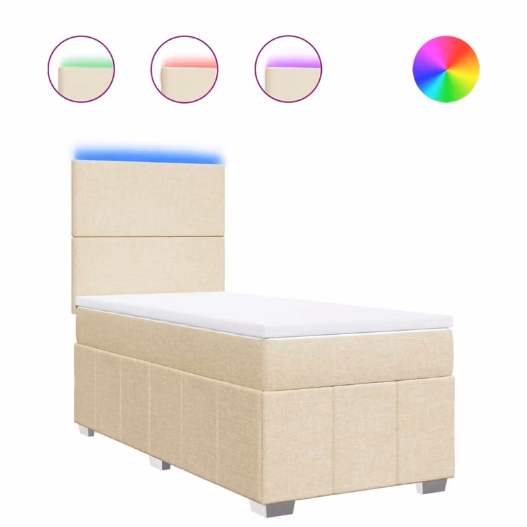Giroletto a Molle con Materasso Crema 100x200 cm in Tessuto