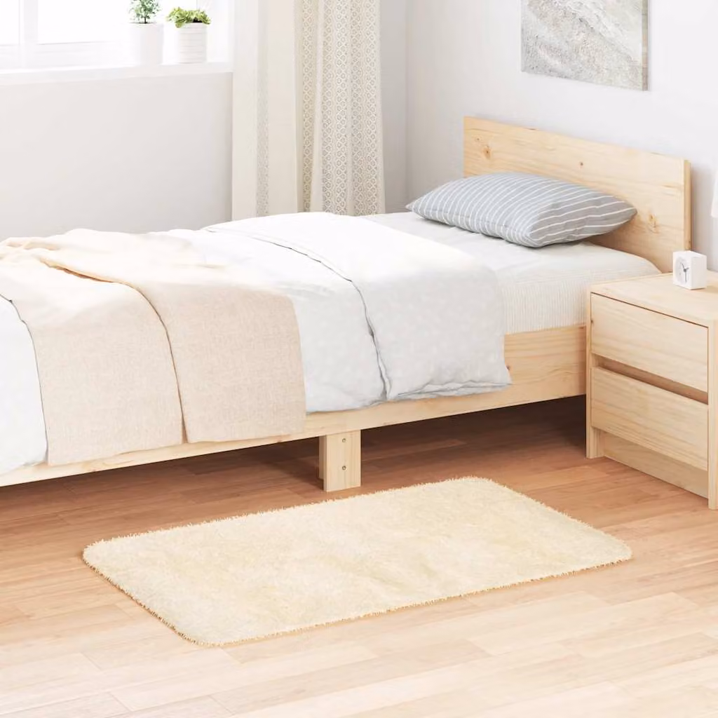 Tappeto Shaggy a Pelo Lungo vidaXL NAVARRA Crema Beige in Poliestere L: 100 cm, P: 60 cm