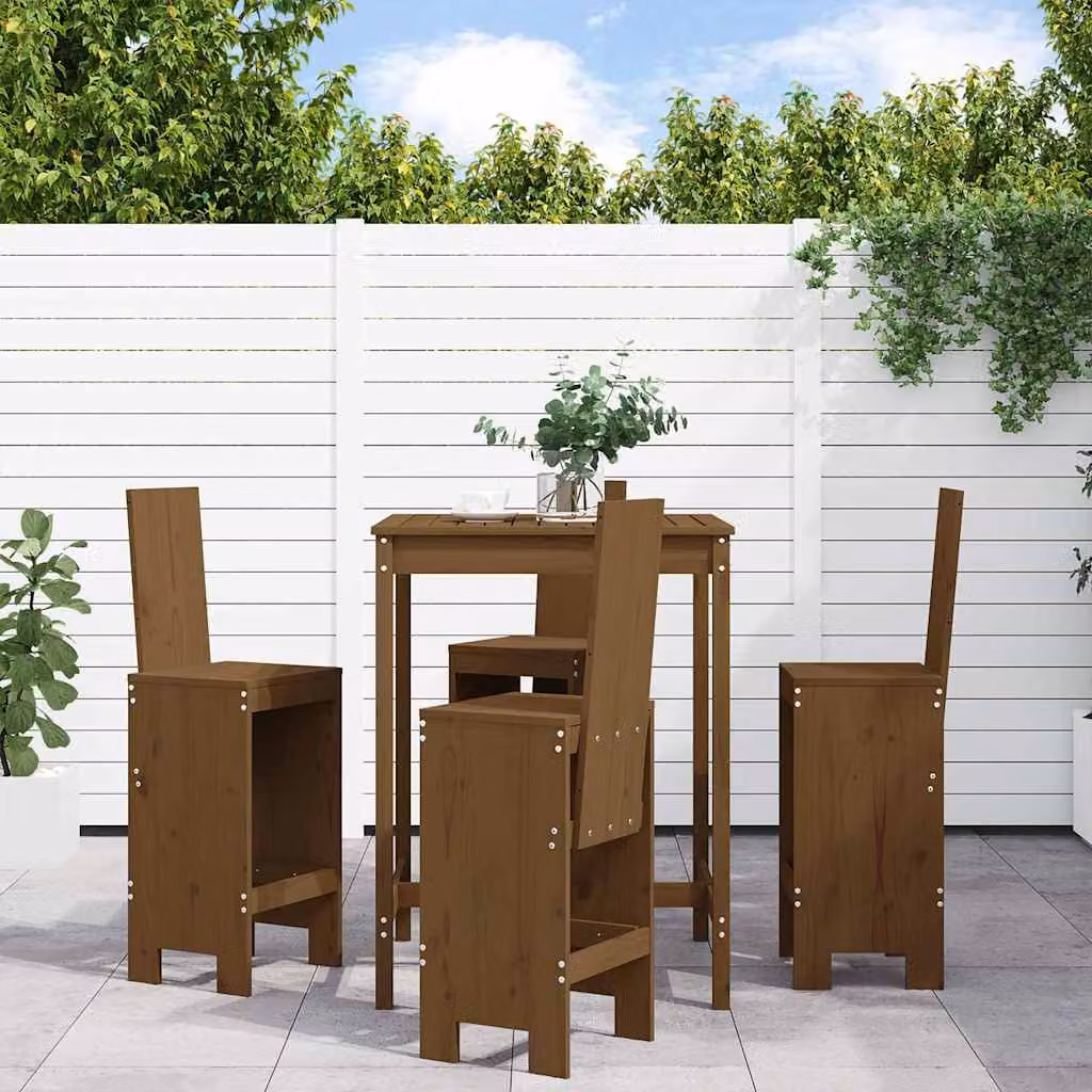 Set Bar da Giardino vidaXL in Legno di Pino Marrone 5 Pezzi