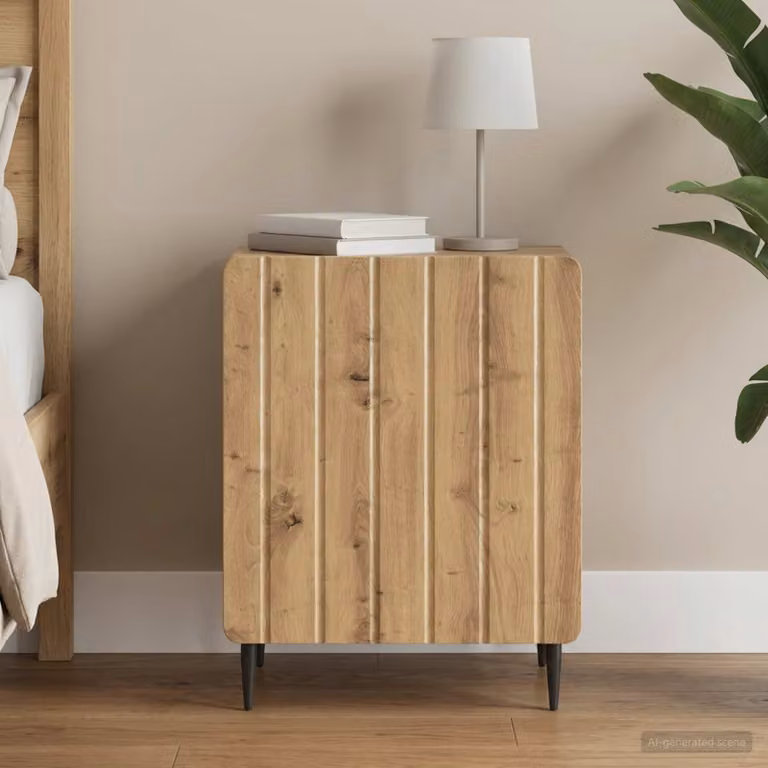 Armadio da notte vidaXL in legno e metallo stile moderno, colore marrone, L 43 cm x P 34,5 cm x H 52 cm
