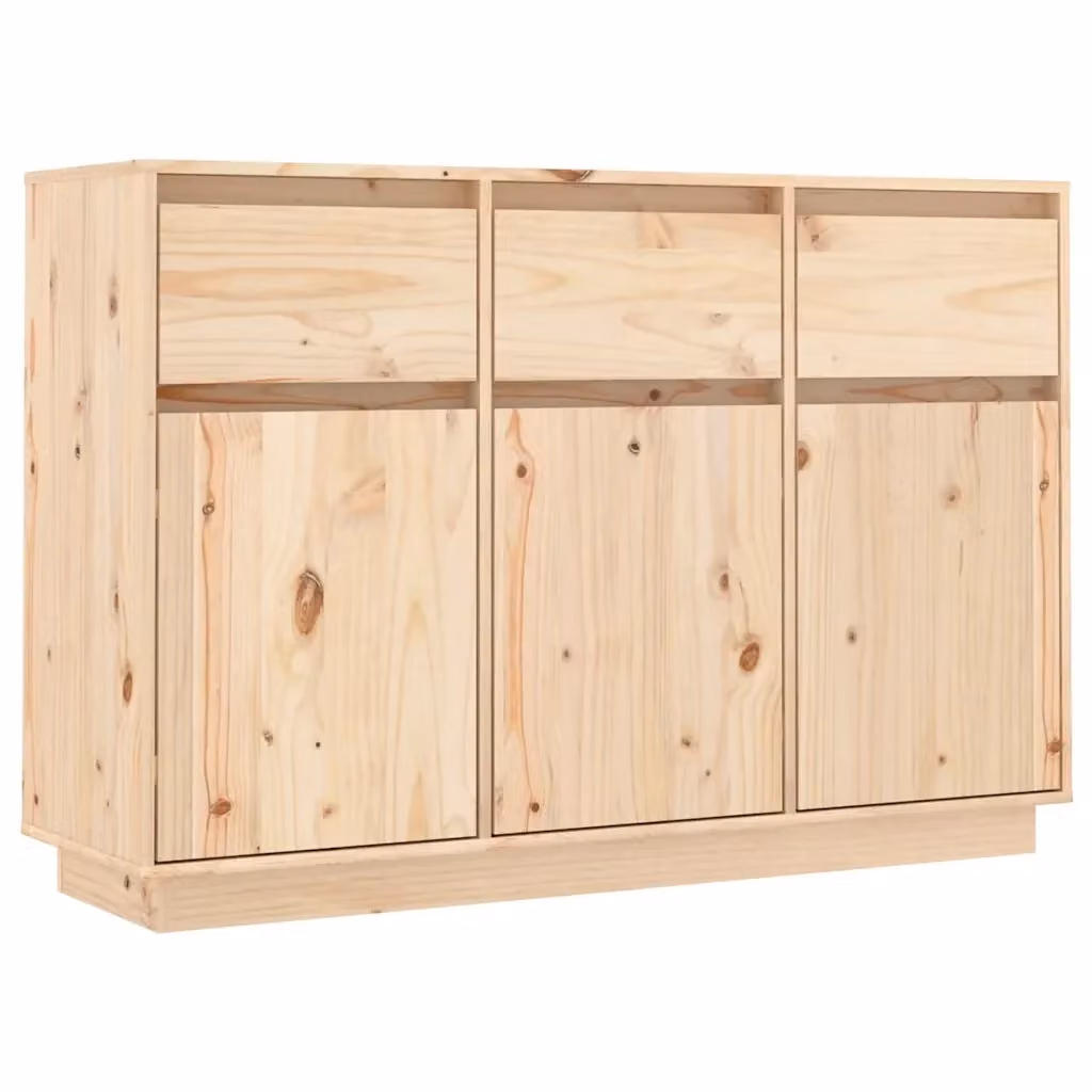 Credenza in legno massello di pino beige stile rustico vidaXL L: 111 cm, P: 36 cm, H: 75 cm – 2
