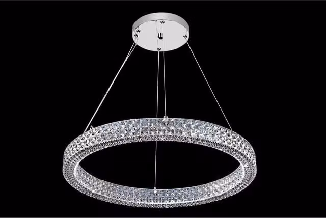 Lampada a sospensione LED Soledad Novecento in metallo e cristallo colore argento cromo con diametro 60 cm
