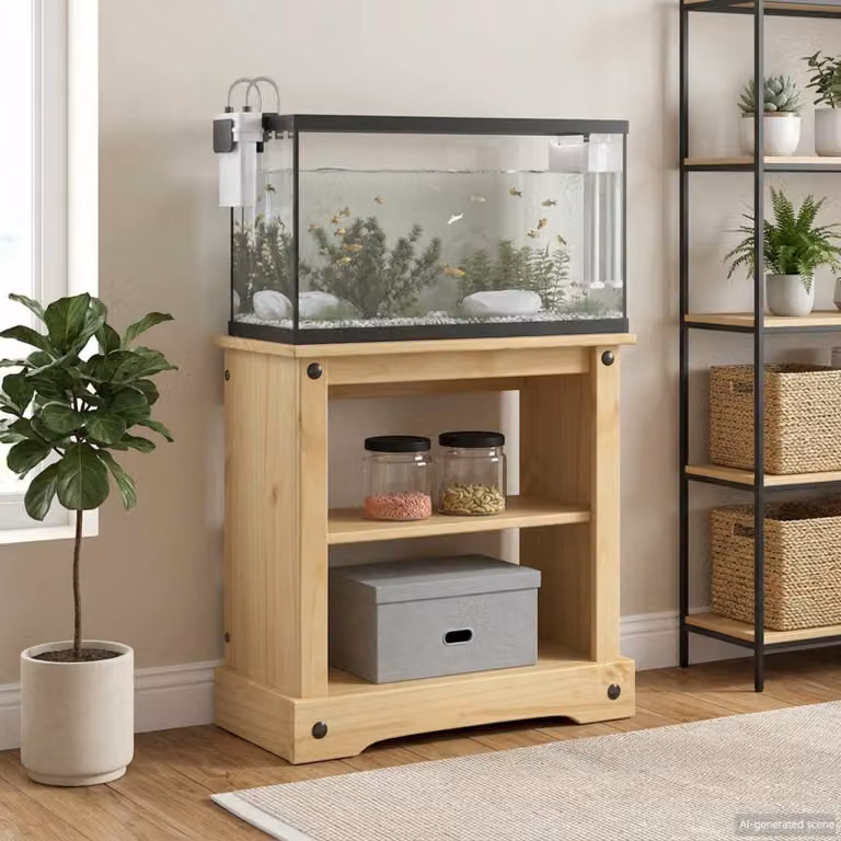 vidaXL Supporto per Acquario CORONA in Legno di Pino Marrone L: 60,5 cm, P: 30 cm, H: 60 cm