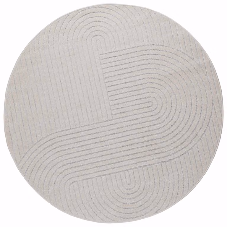 Tappeto vidaXL PALMERAS per interno ed esterno, design moderno astratto, colore beige, Ø 200 cm