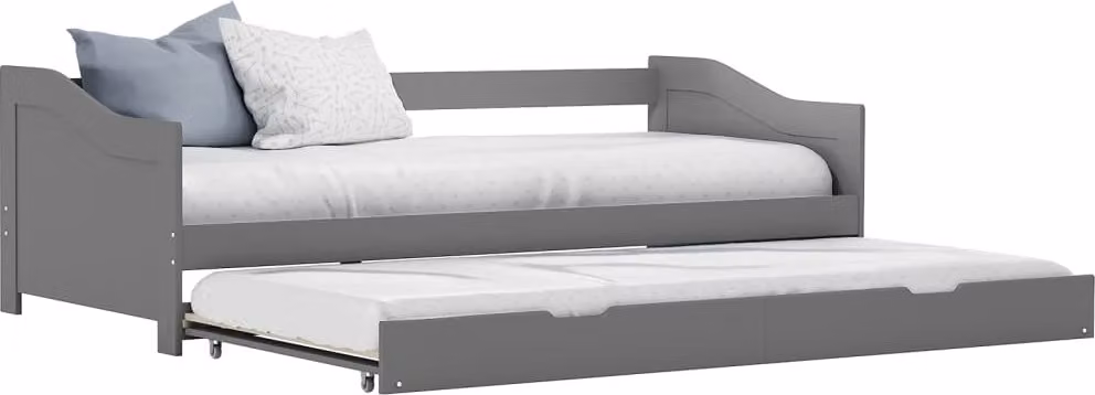 The Living Store Divano letto allungabile in legno di pino grigio 90×200 cm