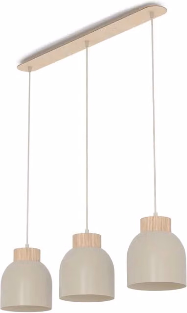 Lampada sospesa VIGO beige legno 3xE27 Emibig