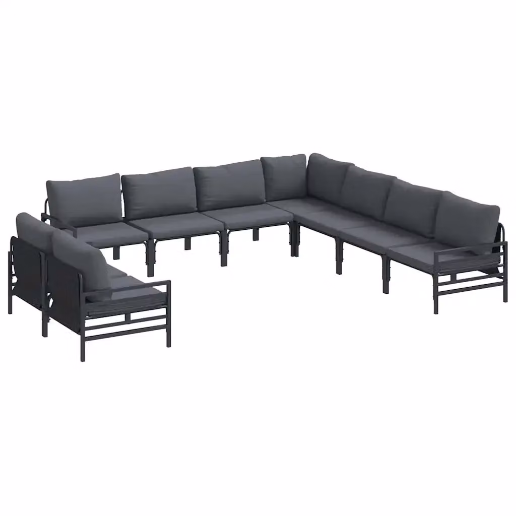 Set Divano da Giardino a L vidaXL 9 pz in Acciaio Antracite con Cuscini – 2