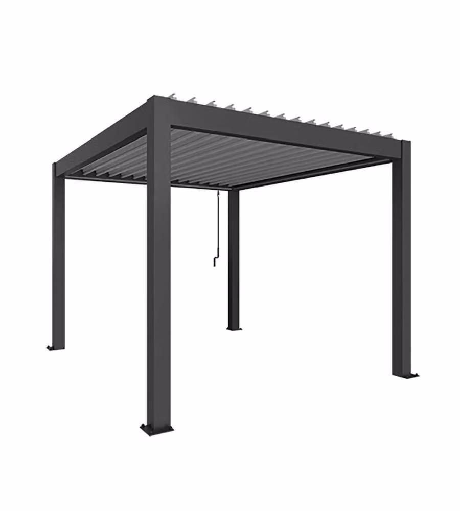 Biohort Pergola in Metallo 3x3,5m Grigio Scuro e Argento Metallizzato