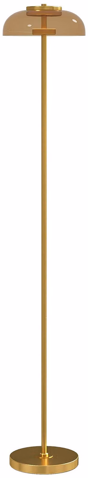Lampada da terra LED, colore oro, 3000K, con interruttore a pedale. Dimensioni: 25x25x134 cm