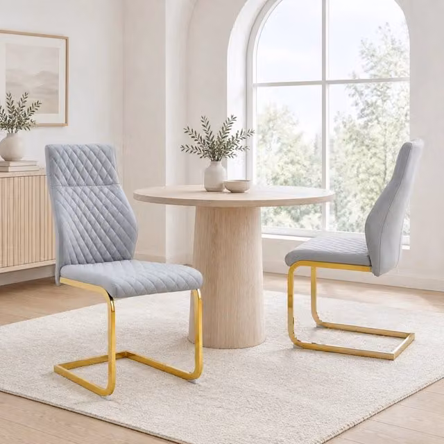 Set tavolo rotondo Ø60 cm e 2 sedie grigio chiaro