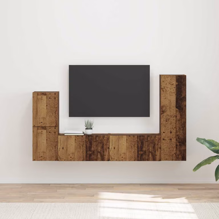 Set mobile TV moderno vidaXL in legno marrone da 4 pezzi