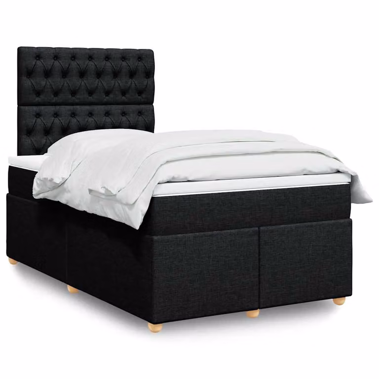vidaXL Letto Ibrido con Materasso Nero e Struttura in Tessuto L: 120 cm, P: 200 cm