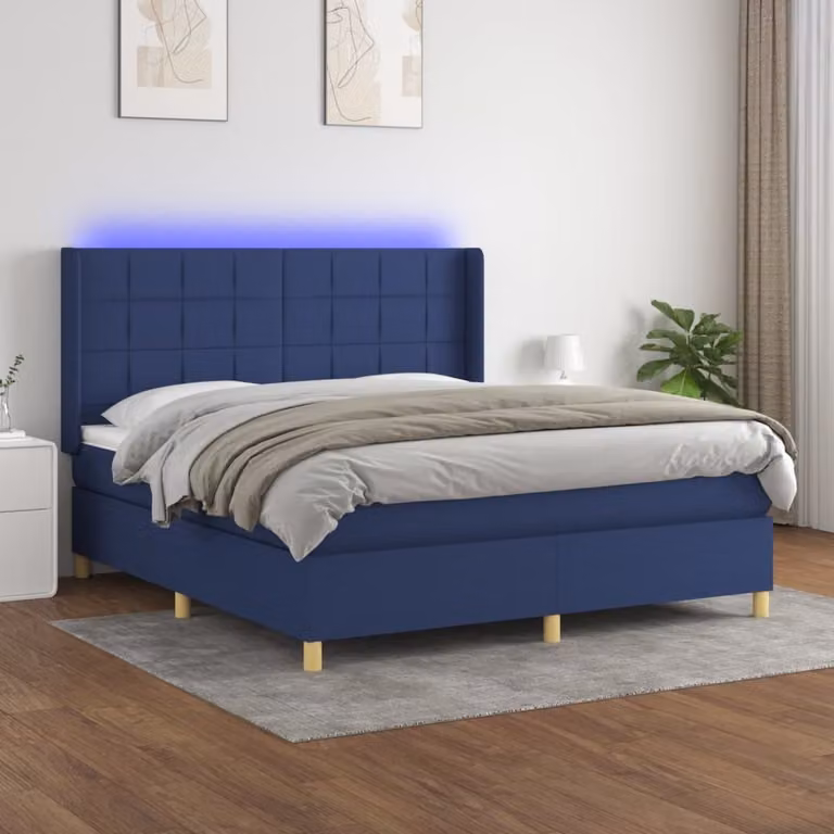 Maison Exclusive - Letto a Molle con Materasso e LED Blu 160x200 cm in Tessuto