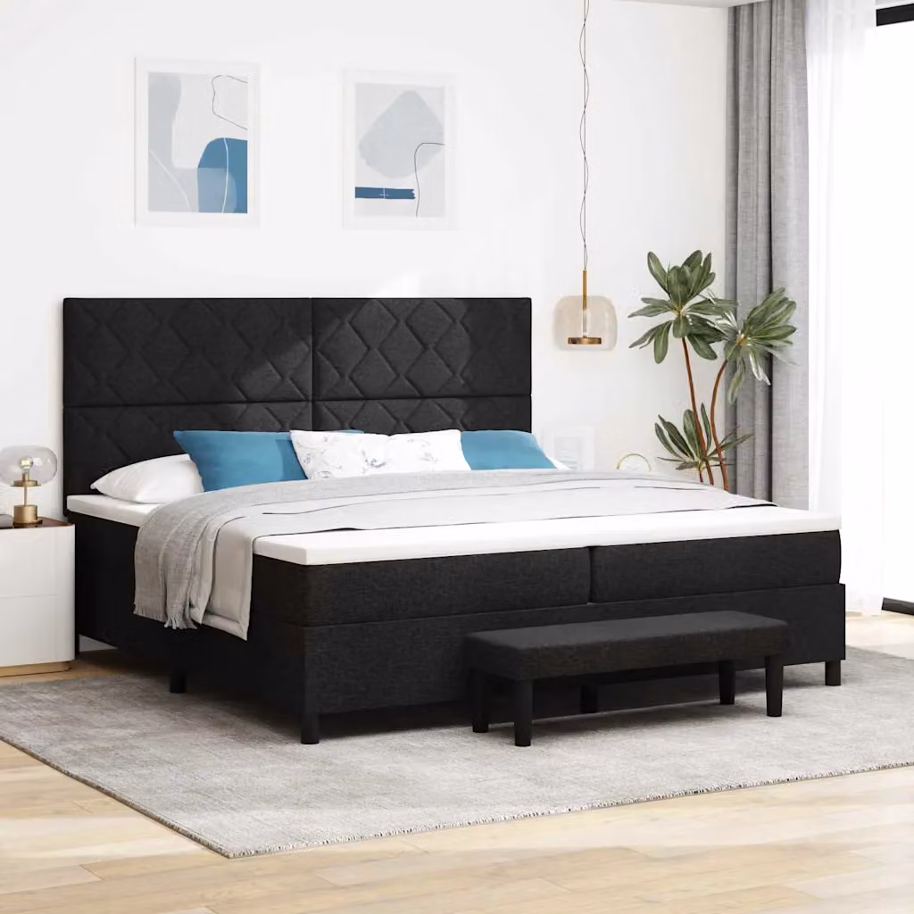 Letto ibrido con materasso e testiera vidaXL in tessuto nero L/P/H: 200 x 200 x 280 cm – 1