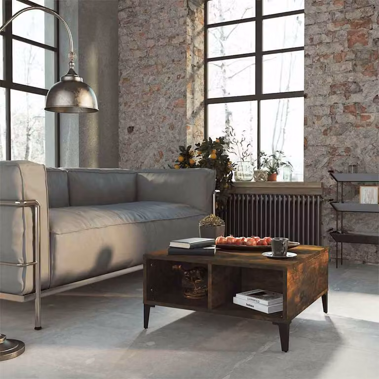 Tavolino da salotto moderno vidaXL in MDF e metallo, colore marrone, L/P/H: 60 x 60 x 30 cm