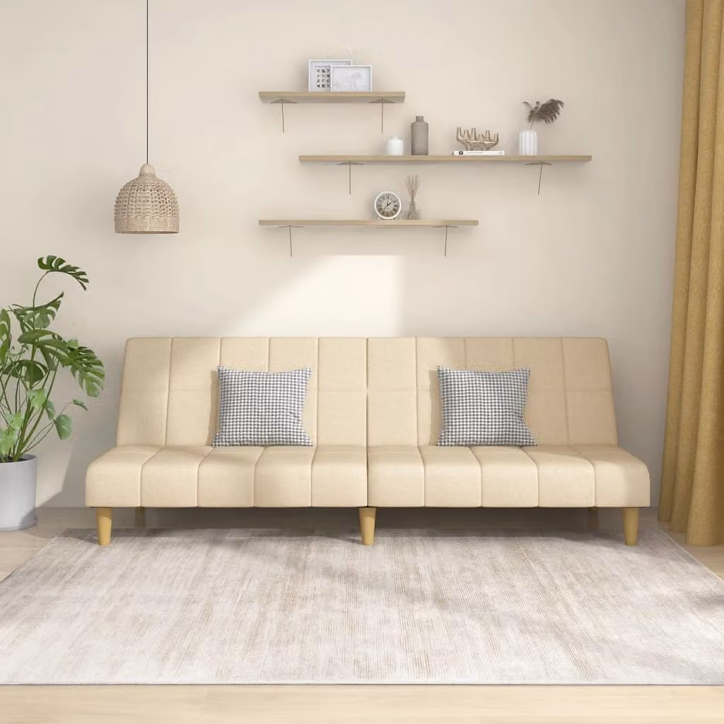 Maison Exclusive - Divano letto 2 posti, colore crema, rivestito in tessuto
