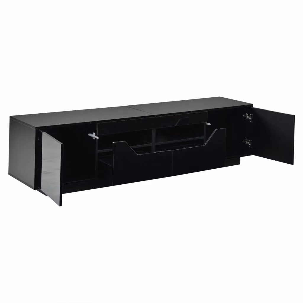 Mobile TV Minimal con LED e cassetti Nero lucido L: 180 cm, P: 40 cm, H: 45 cm – 2