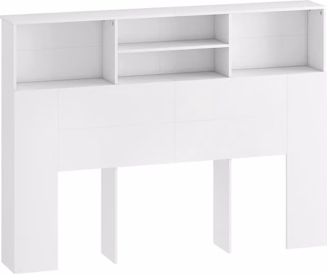 Testiera Letto HOMCOM con 4 Scomparti Aperti, Bianco, L: 140 cm, P: 19 cm, H: 103,5 cm