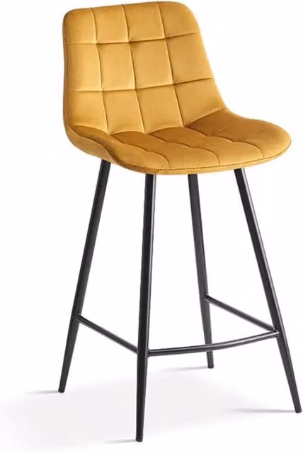 Sedia da bancone JUTE Meublorama in velluto oro con struttura in metallo, Altezza: 95 cm – 1