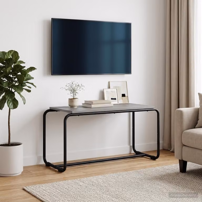 vidaXL Supporto TV moderno in legno e metallo grigio L: 80 cm, P: 35.5 cm, H: 42 cm