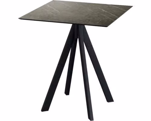 Infinity - Tavolo da giardino, struttura nera + piano in HPL effetto marmo Midnight, 70x70 cm, 1 pezzo