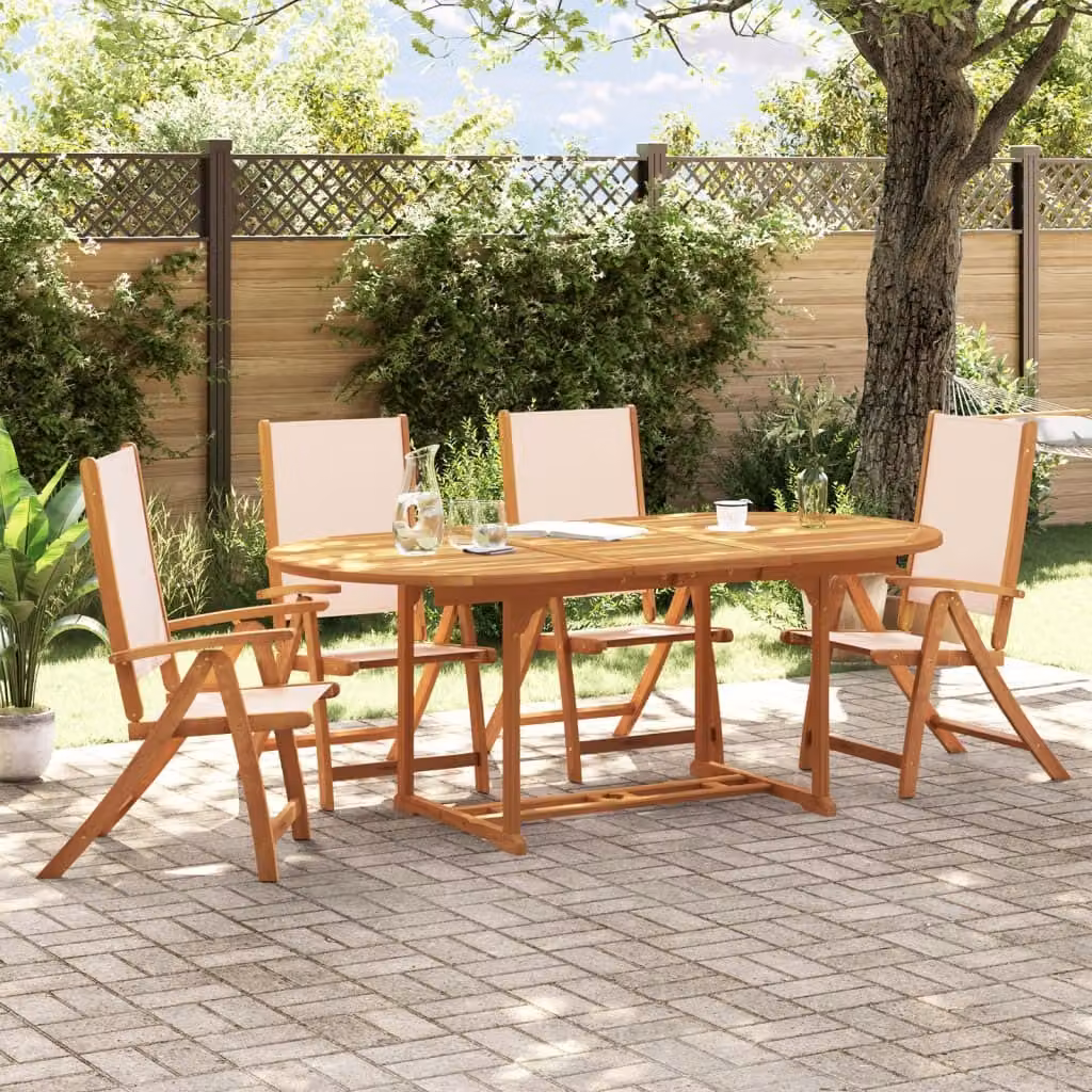 Maison Exclusive - Set da pranzo da giardino a 5 pezzi in legno massello di acacia e Textilene