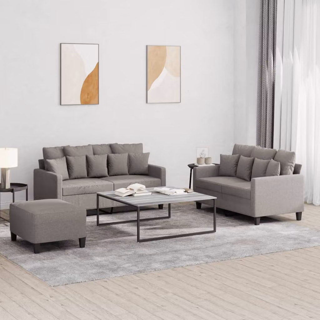 Maison Exclusive - Set divano a 3 pezzi con cuscini in tessuto color taupe