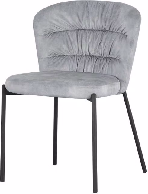 Set di 4 Sedie Jackie In Tessuto Grigio Gambe Nere In Metallo