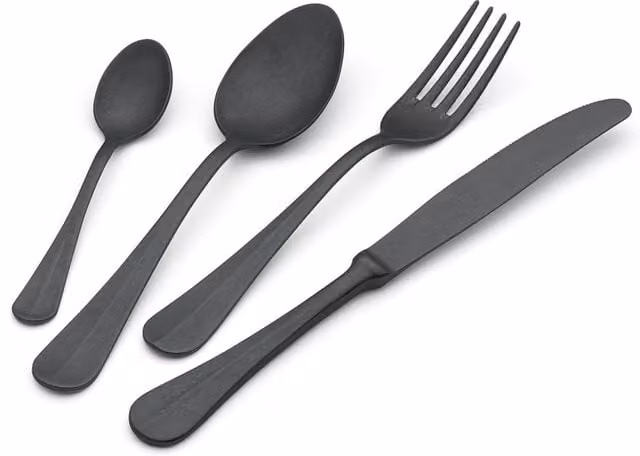 Servizio Set di Posate 24 Pezzi in Acciaio 18/10 PVD Eme Royal Retrò Black
