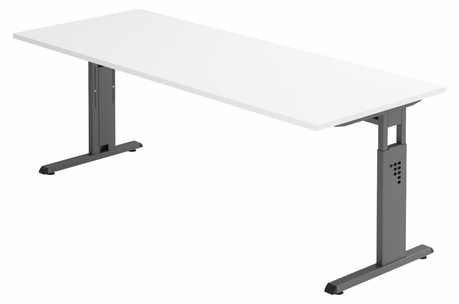 Scrivania bümö Serie O - Finitura: bianco, struttura: grafite, dimensioni: 200 x 80 cm
