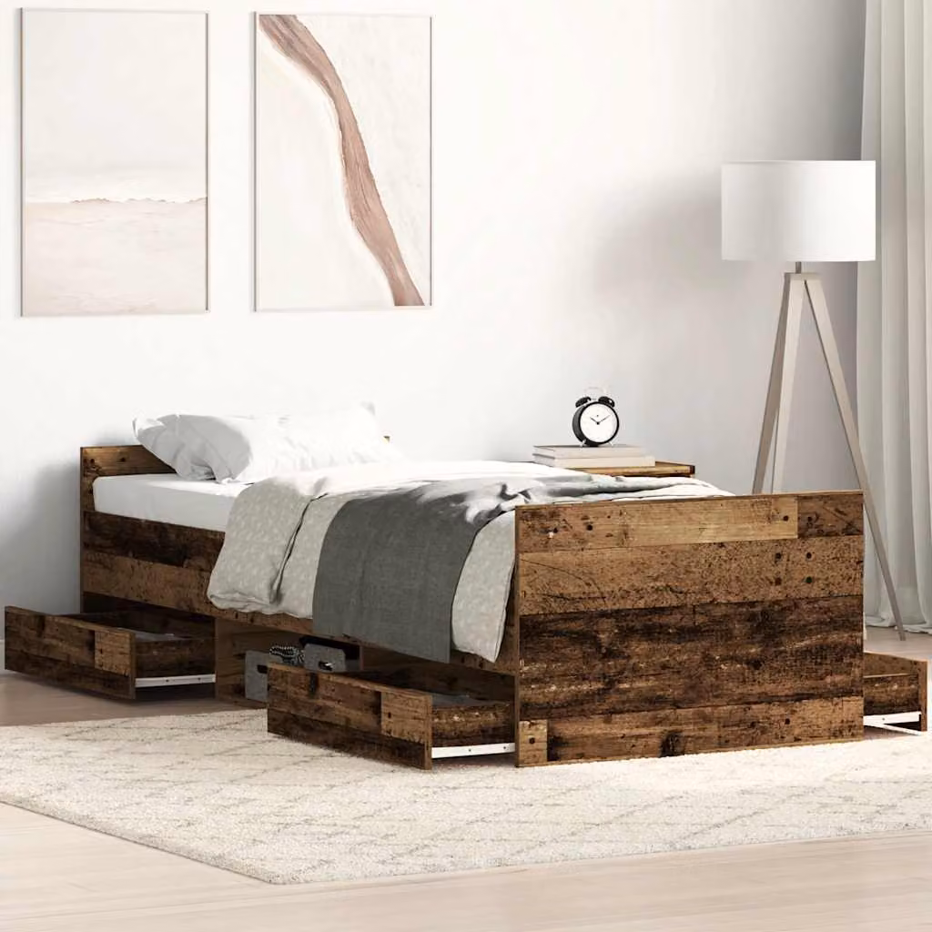 Giroletto vidaXL in legno di pino color marrone con doghe fisse, L/P/H: 200 x 90 x 93 cm