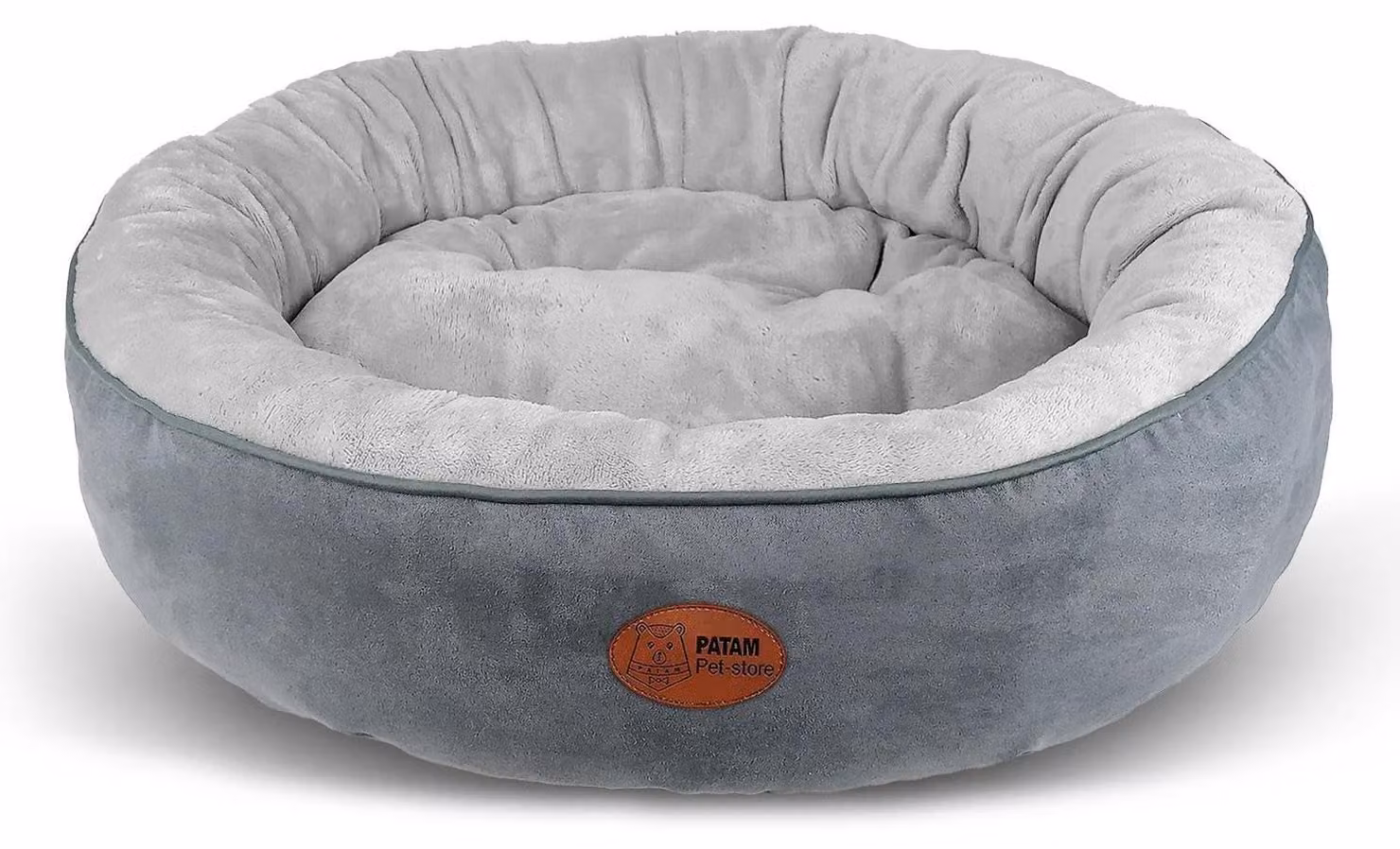 Cuccia rotonda per cani e gatti, con bordi imbottiti, antiscivolo, grigia, per animali domestici