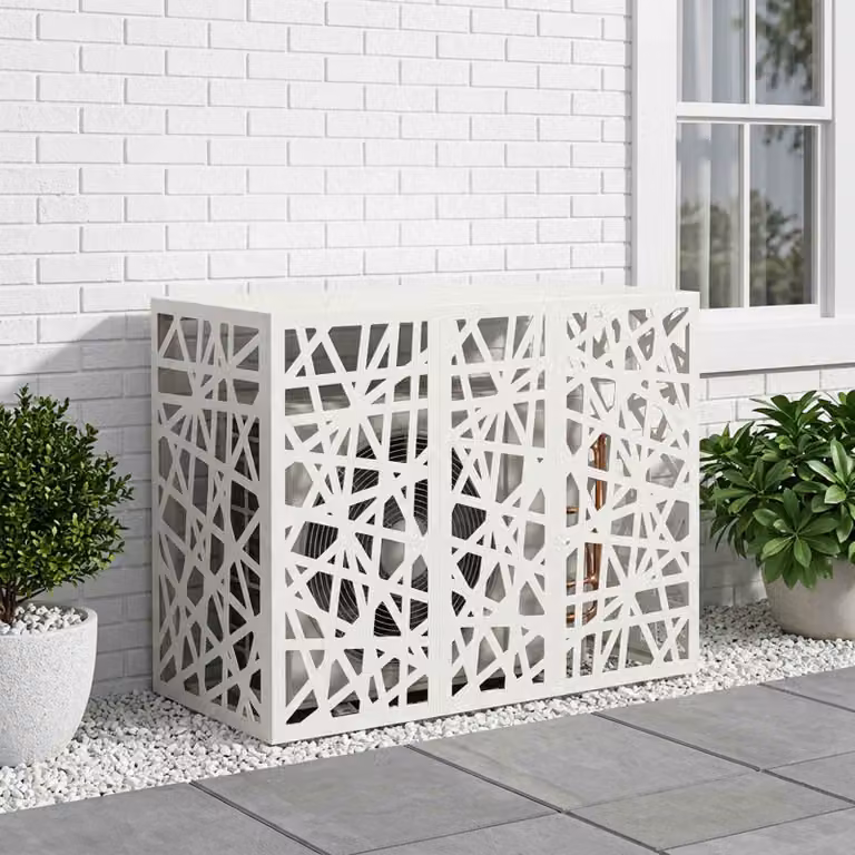 Copertura per condizionatore d'aria vidaXL in acciaio, Bianco, L 110 x P 50 x H 80 cm