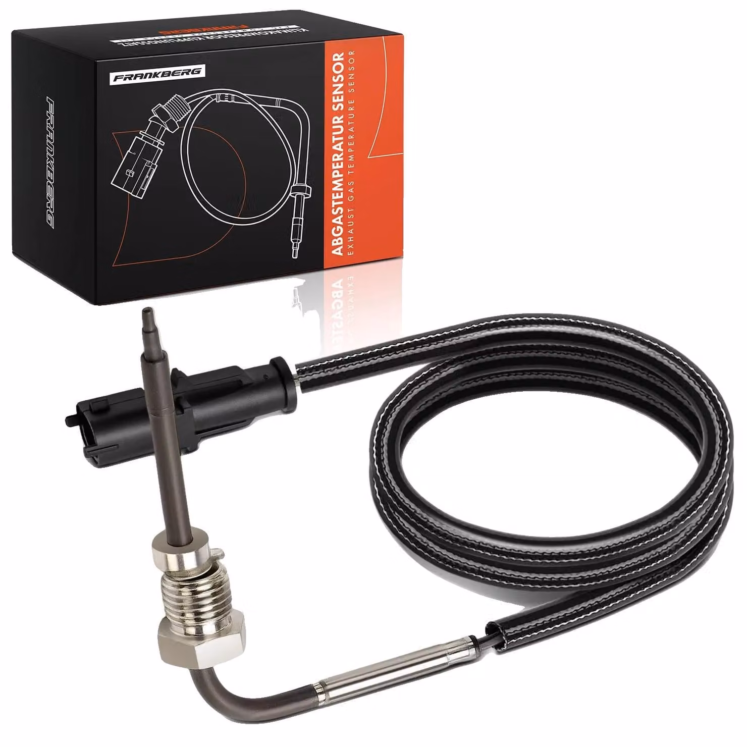 Sensore di temperatura, lunghezza del cavo 690 mm, dimensione filettatura M14x1,5, 2 connettori, chiave di serraggio di dimensioni 17, colore dei connettori nero