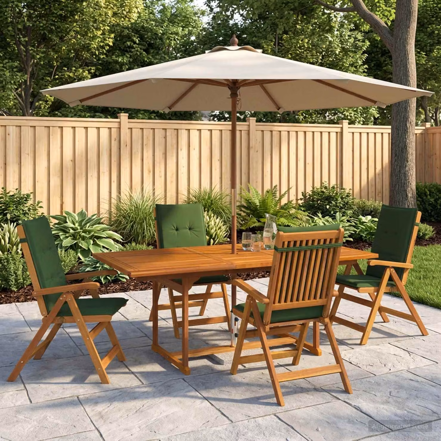 Set da pranzo da giardino vidaXL in legno di acacia naturale composto da 5 pezzi